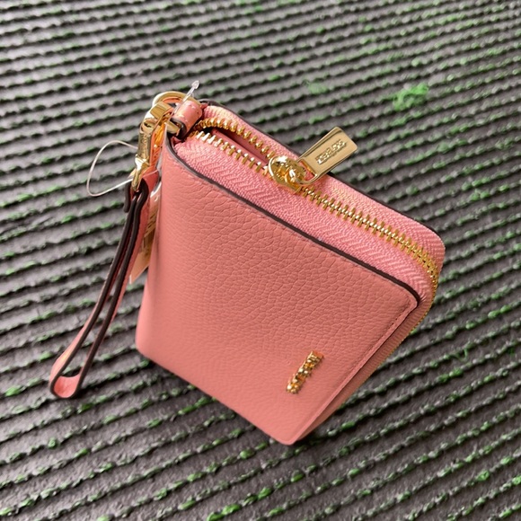 Michael Kors Large Flat MF Phone Case Leather Wallet in Sunset Rose - Picture 5 of 16